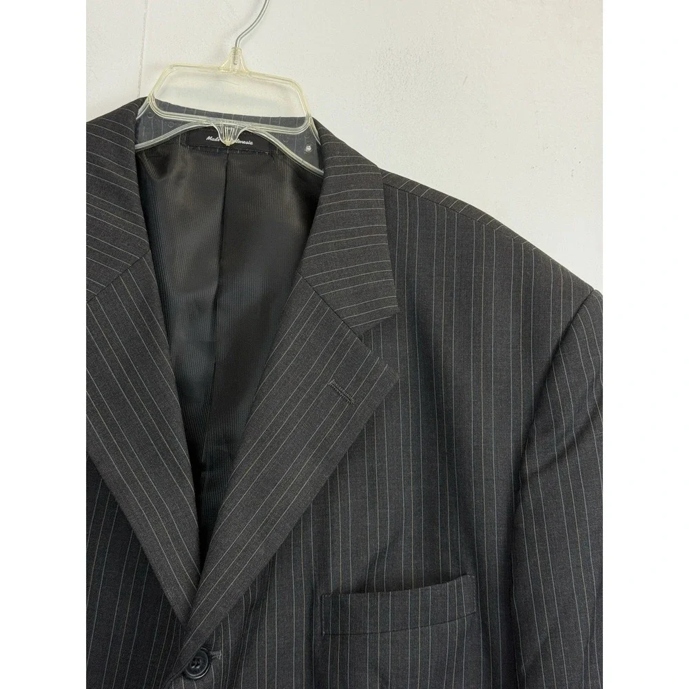 Martina Franca Wool 2-pc Suit Men's 48L 3 Button Blazer‎ 40X31 Pants Grey Stripe